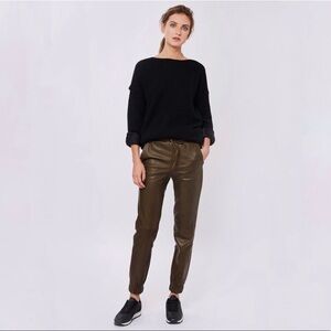 Amanda Wakeley London Desert Khaki Leather Jogger